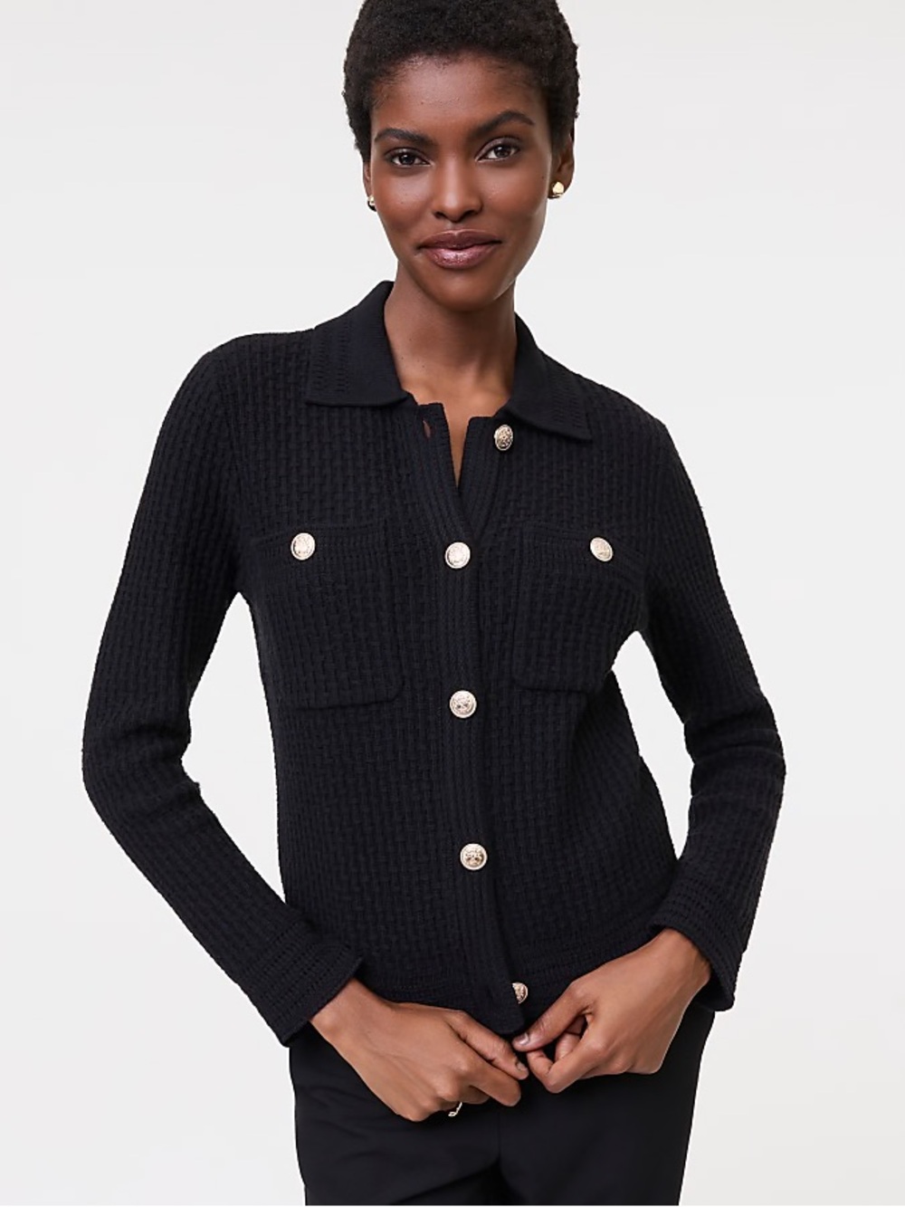 Ann Taylor Petite Collared Sweater Jacket 858863